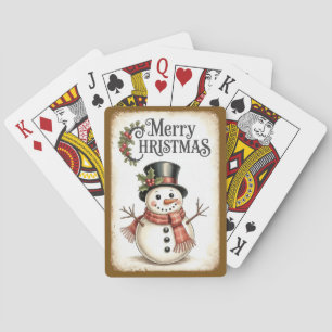 Merry Christmas Snowman Poker Playing Cards