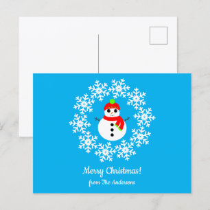 Merry Christmas Snowman Postcard