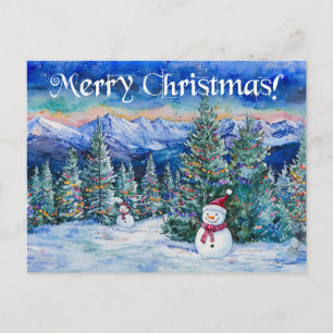 Merry Christmas Snowman - Postcard