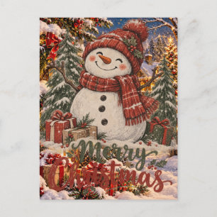 Merry Christmas Snowman Postcard