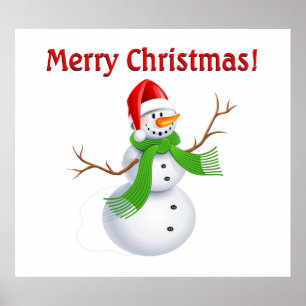 Merry Christmas Snowman Poster