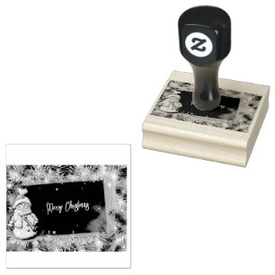 Merry Christmas Snowman Rubber Stamp