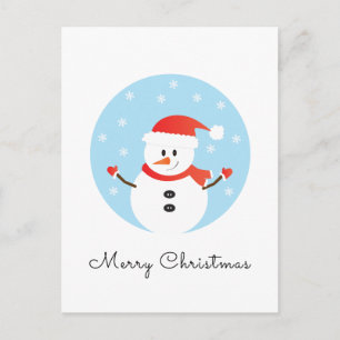 Merry Christmas Snowman Snowflakes Postcard