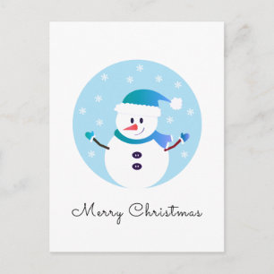 Merry Christmas Snowman Snowflakes Postcard