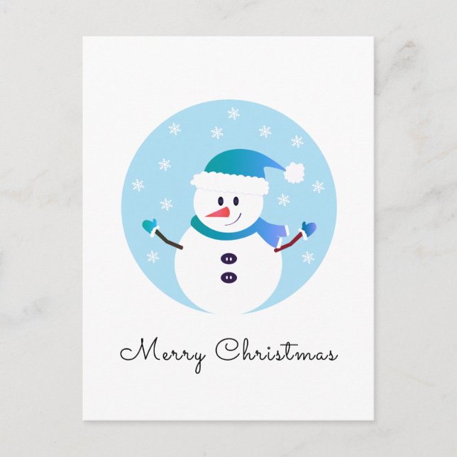 Merry Christmas Snowman Snowflakes Postcard (Front)