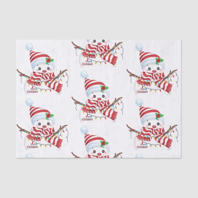 Merry Christmas Snowman   Tissue Paper (Front)