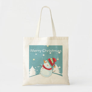 Merry Christmas Snowman Tote Bag