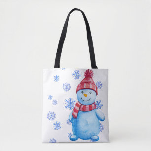 Merry Christmas Snowman Tote Bag