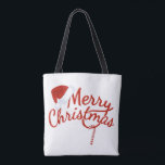 Merry Christmas Snowman Tote Bag<br><div class="desc">A two sided rugged tote with a sweet snowman and snowflakes on one side and a message of Merry Christmas on the other. The Merry Christmas script has a Santa hat on the top and a dangling peppermint candy cane on the bottom. It's a lovely two sided bag great for...</div>