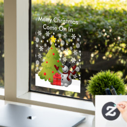 Merry Christmas Snowman Tree Home or Storefront Sm