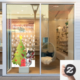 Merry Christmas Snowman Tree Storefront or Home LG