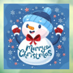 Merry Christmas Snowman Window Cling<br><div class="desc">Merry Christmas Snowman Window Cling Turn your glass surfaces into decorations, promotions, signage and more with custom window clings. These versatile and reusable vinyl clings stick to glass surfaces through static electricity so leave no sticky residue behind. From displaying new promotions on your business’s window and using that empty window...</div>