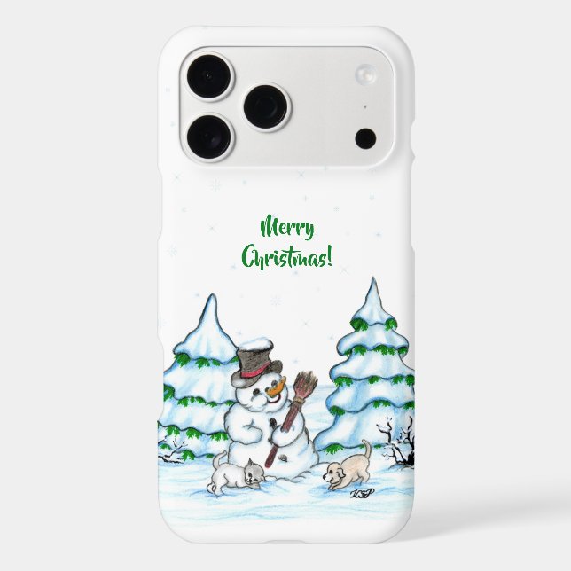 Merry Christmas! Snowman with Cat and Puppy (Back)