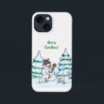 Merry Christmas! Snowman with Cat and Puppy<br><div class="desc">Merry Christmas! Snowman with Cat and Puppy - little Dog ~~~ colored pencil drawing by Krisi ArtKSZP ~~~ Store Category >>> Merry Christmas for Kids >>> Snowman with Cat and Puppy</div>