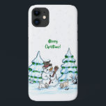 Merry Christmas! Snowman with Cat and Puppy Case-Mate iPhone Case<br><div class="desc">Merry Christmas! Snowman with Cat and Puppy - little Dog ~~~ coloured pencil drawing by Krisi ArtKSZP ~~~ Store Category >>> Merry Christmas for Kids >>> Snowman with Cat and Puppy</div>