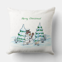 Merry Christmas! Snowman with Cat and Puppy