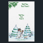 Merry Christmas! Snowman with Cat and Puppy Flyer<br><div class="desc">Merry Christmas! Snowman with Cat and Puppy - little Dog ~~~ coloured pencil drawing by Krisi ArtKSZP ~~~ Store Category >>> Merry Christmas for Kids >>> Snowman with Cat and Puppy</div>