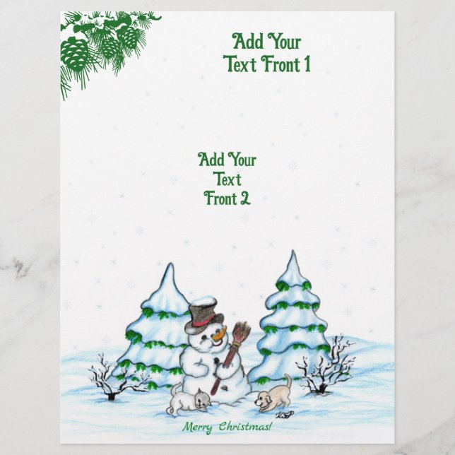Merry Christmas! Snowman with Cat and Puppy Flyer (Front)