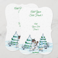 Merry Christmas! Snowman with Cat and Puppy