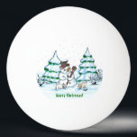 Merry Christmas! Snowman with Cat and Puppy Ping Pong Ball<br><div class="desc">Merry Christmas! Snowman with Cat and Puppy - little Dog ~~~ coloured pencil drawing by Krisi ArtKSZP ~~~ Store Category >>> Merry Christmas for Kids >>> Snowman with Cat and Puppy</div>