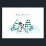 Merry Christmas! Snowman with Cat and Puppy Poster<br><div class="desc">Merry Christmas! Snowman with Cat and Puppy - little Dog ~~~ coloured pencil drawing by Krisi ArtKSZP ~~~ Store Category >>> Merry Christmas for Kids >>> Snowman with Cat and Puppy</div>