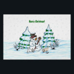 Merry Christmas! Snowman with Cat and Puppy Poster<br><div class="desc">Merry Christmas! Snowman with Cat and Puppy - little Dog ~~~ coloured pencil drawing by Krisi ArtKSZP ~~~ Store Category >>> Merry Christmas for Kids >>> Snowman with Cat and Puppy</div>