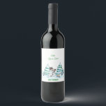 Merry Christmas! Snowman with Cat and Puppy Wine Label<br><div class="desc">Merry Christmas! Snowman with Cat and Puppy - little Dog ~~~ coloured pencil drawing by Krisi ArtKSZP ~~~ Store Category >>> Merry Christmas for Kids >>> Snowman with Cat and Puppy</div>