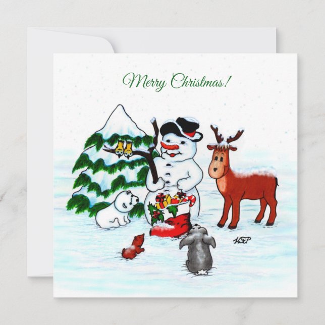 Merry Christmas! Snowman with Friends (Front)