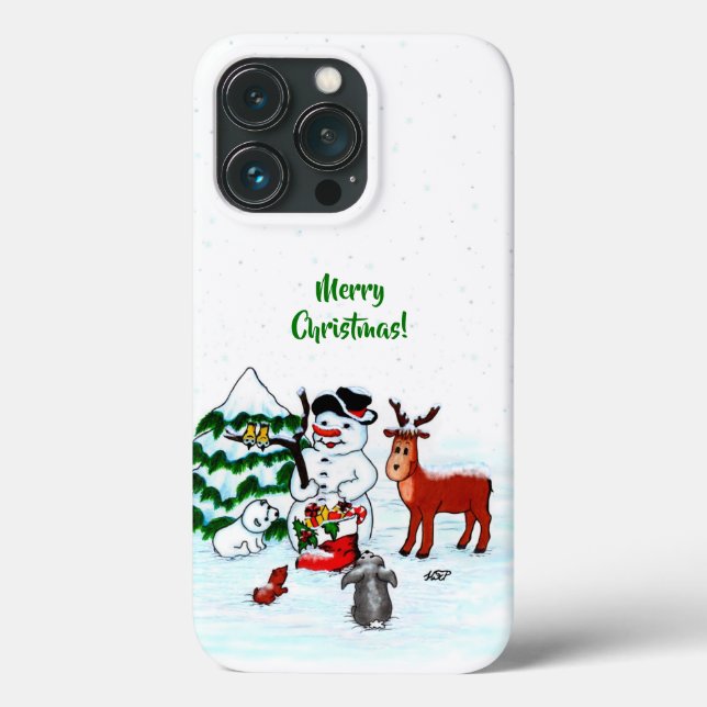 Merry Christmas! Snowman with Friends Case-Mate iPhone Case (Back)