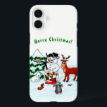 Merry Christmas! Snowman with Friends iPhone 16 Plus Case<br><div class="desc">Merry Christmas! Snowman with Friends - Baby Polar Bear,  Birds,  Moose,  Rabbit,    ~~~ coloured pencil drawing by Krisi ArtKSZP ~~~ Store Category >>> Merry Christmas for Kids >>> Snowman with Friends</div>