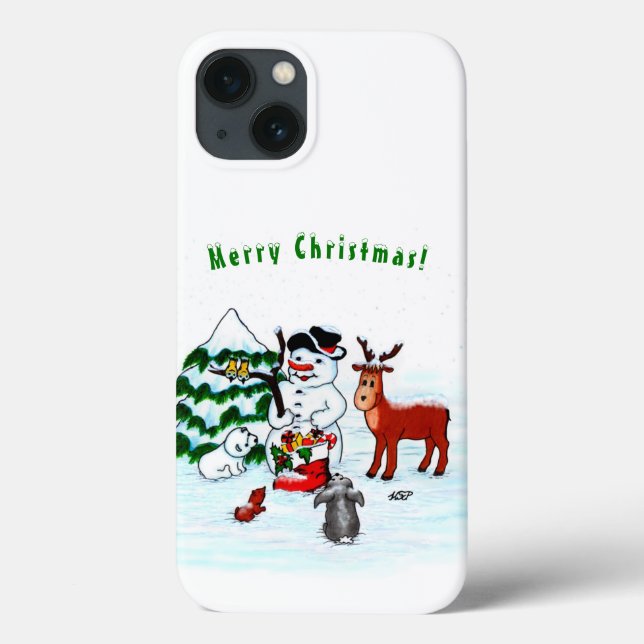Merry Christmas! Snowman with Friends Case-Mate iPhone Case (Back)