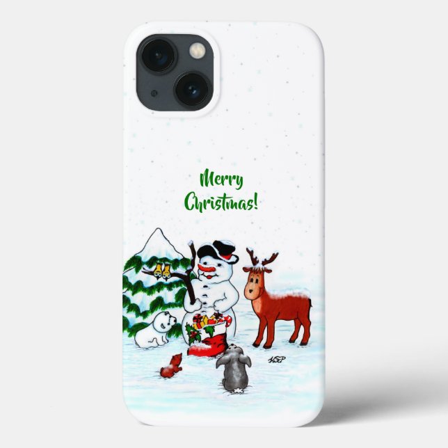 Merry Christmas! Snowman with Friends Case-Mate iPhone Case (Back)