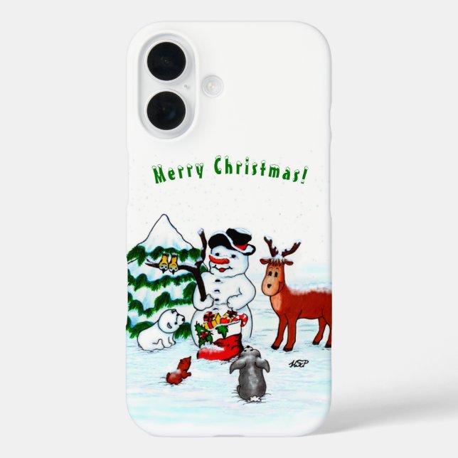 Merry Christmas! Snowman with Friends Case-Mate iPhone Case (Back)