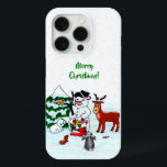 Merry Christmas! Snowman with Friends iPhone 15 Pro Case<br><div class="desc">Merry Christmas! Snowman with Friends - Baby Polar Bear,  Birds,  Moose,  Rabbit,    ~~~ coloured pencil drawing by Krisi ArtKSZP ~~~ Store Category >>> Merry Christmas for Kids >>> Snowman with Friends</div>