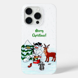 Merry Christmas! Snowman with Friends iPhone 15 Pro Case