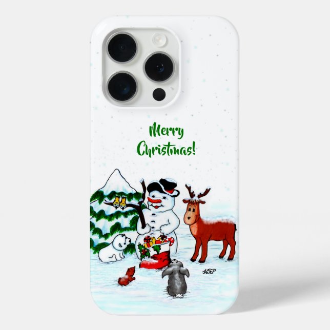 Merry Christmas! Snowman with Friends Case-Mate iPhone Case (Back)