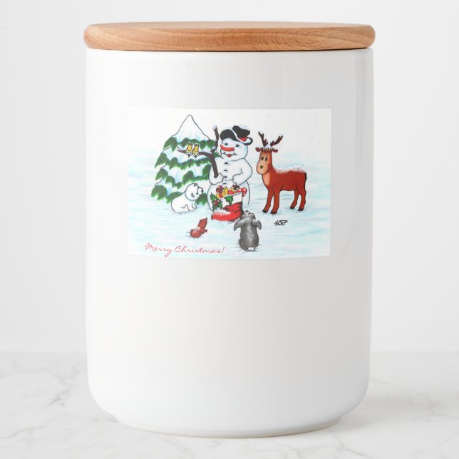 Merry Christmas! Snowman with Friends Food Label (Front)