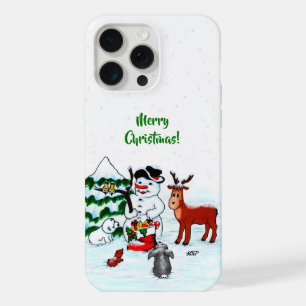 Merry Christmas! Snowman with Friends iPhone 15 Pro Max Case