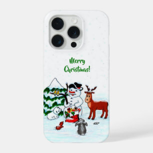 Merry Christmas! Snowman with Friends iPhone 15 Pro Case