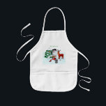 Merry Christmas! Snowman with Friends Kids Apron<br><div class="desc">Merry Christmas! Snowman with Friends - Baby Polar Bear,  Birds,  Moose,  Rabbit,    ~~~ coloured pencil drawing by Krisi ArtKSZP ~~~ Store Category >>> Merry Christmas for Kids >>> Snowman with Friends</div>