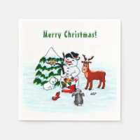 Merry Christmas! Snowman with Friends