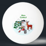 Merry Christmas! Snowman with Friends Ping Pong Ball<br><div class="desc">Merry Christmas! Snowman with Friends - Baby Polar Bear,  Birds,  Moose,  Rabbit,    ~~~ coloured pencil drawing by Krisi ArtKSZP ~~~ Store Category >>> Merry Christmas for Kids >>> Snowman with Friends</div>