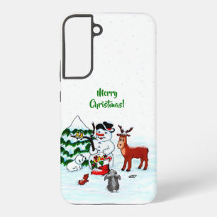 Merry Christmas! Snowman with Friends Samsung Galaxy Case
