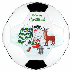 Merry Christmas! Snowman with Friends Soccer Ball