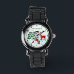 Merry Christmas! Snowman with Friends Watch<br><div class="desc">Merry Christmas! Snowman with Friends - Baby Polar Bear,  Birds,  Moose,  Rabbit,    ~~~ coloured pencil drawing by Krisi ArtKSZP ~~~ Store Category >>> Merry Christmas for Kids >>> Snowman with Friends</div>