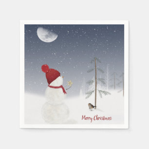 Merry Christmas Snowman with star Napkin