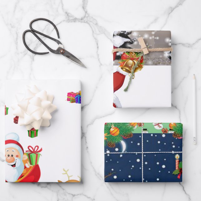 Merry Christmas Snowman Wrapping Paper Sheets (Front)
