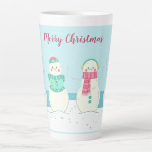 Merry Christmas Snowmen Latte Mug