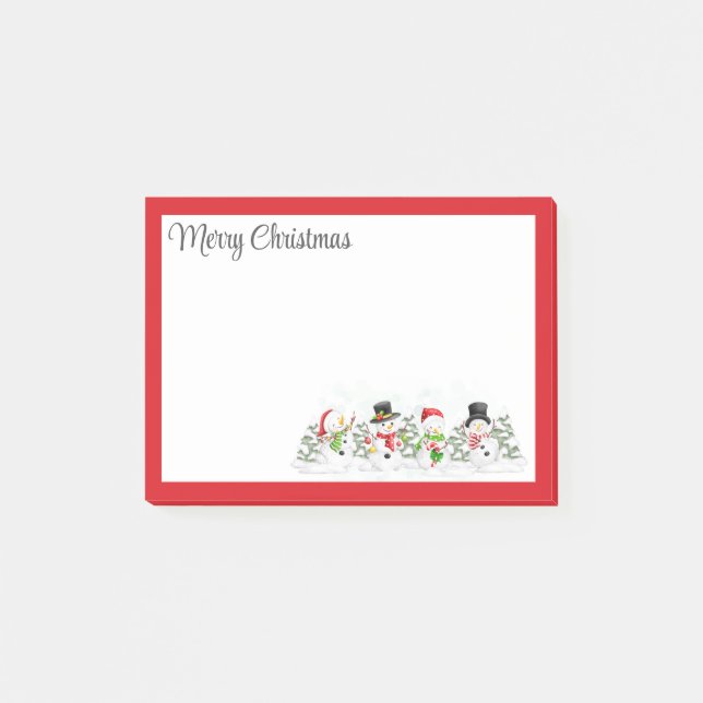 Merry Christmas Snowmen Post-it Notes (Front)