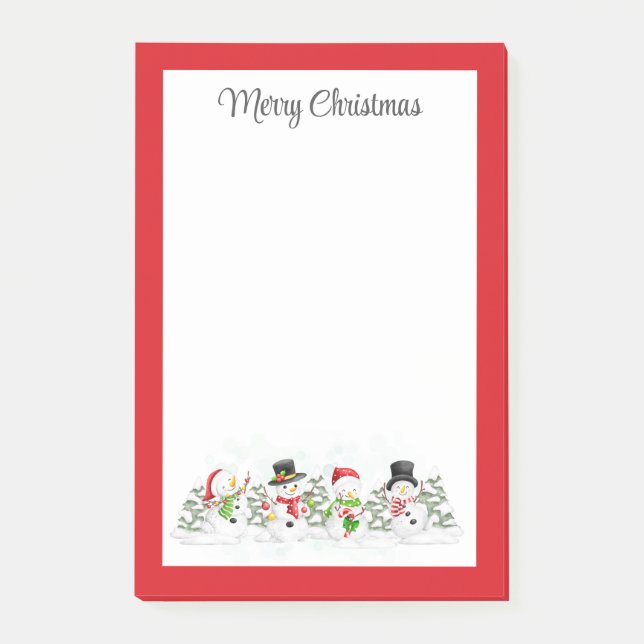 Merry Christmas Snowmen Post-it Notes (Front)